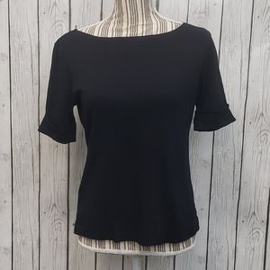 Karen Scott Cuff Short-Sleeve Blouse, Size PM